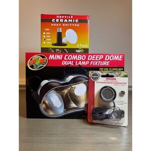 Zoo Med Dual Dome Light 100W CHE (Used) + NEW 2-in-1 Digital Gauge Kit